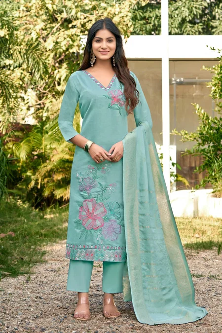 AR 1001 To 1004 Barlin V Nack Embroidery Bulk Size Combo Kurti Set Orders In India